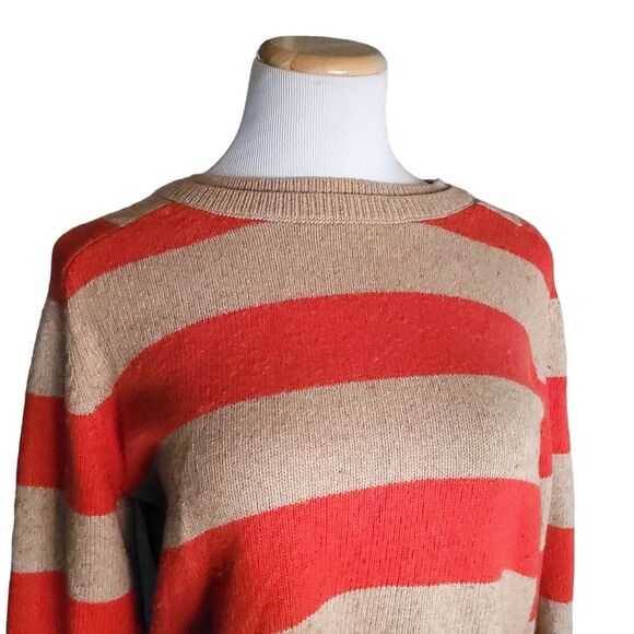 Lands End Canvas Button Back Sweater Cotton Wool Blend Red Stripe 3/4 Sleeve S - Picture 4 of 10